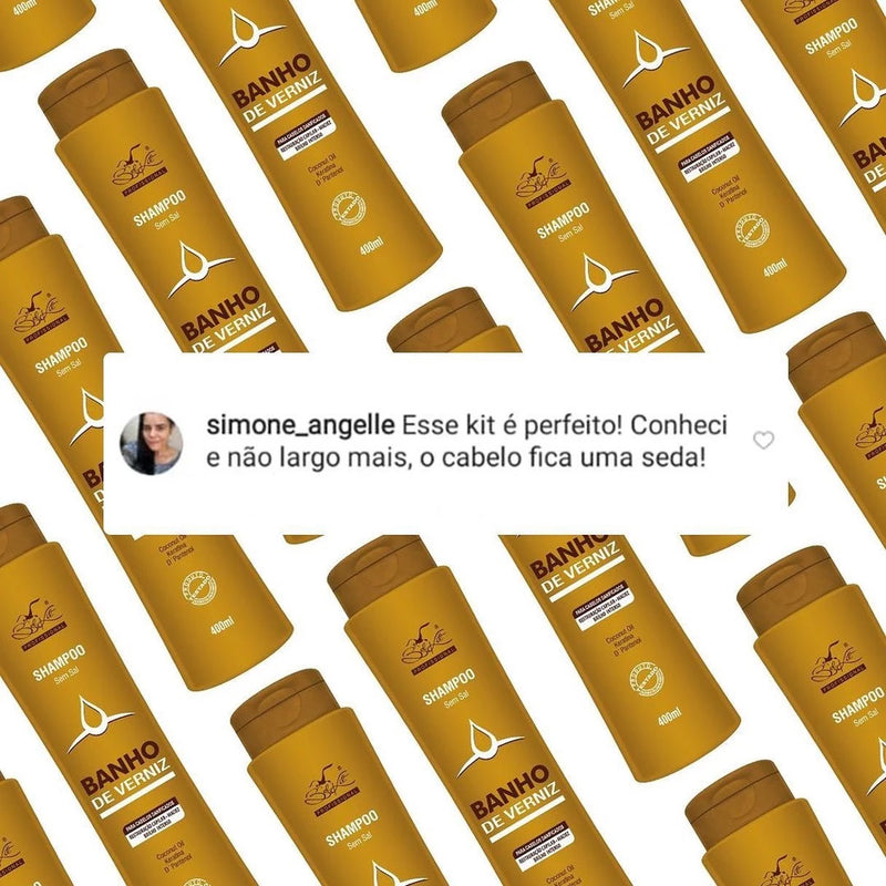 KIT Banho De Verniz BELKIT 4 Itens: Shampoo + Condic. + Leave + Máscara.
