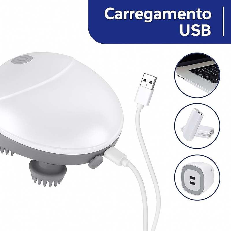 Massageador de Cabeça Elétrico Portátil IPX7 - Labelê Hair