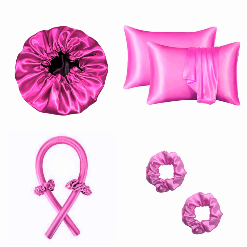 Kit Anti Frizz 2 Fronhas 1 Touca 1 kit Modelador de cachos 2 Scrunchioes