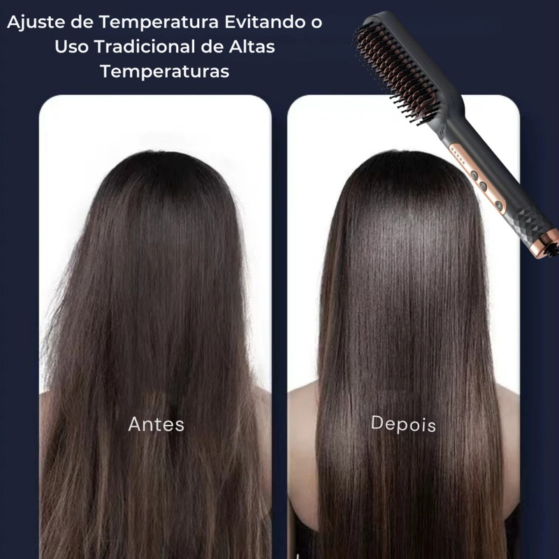 Escova Alisadora Sokany 5 em 1 - Alisa, Hidrata, Modela, Alinha e Anti-Frizz com Nf Bivolt