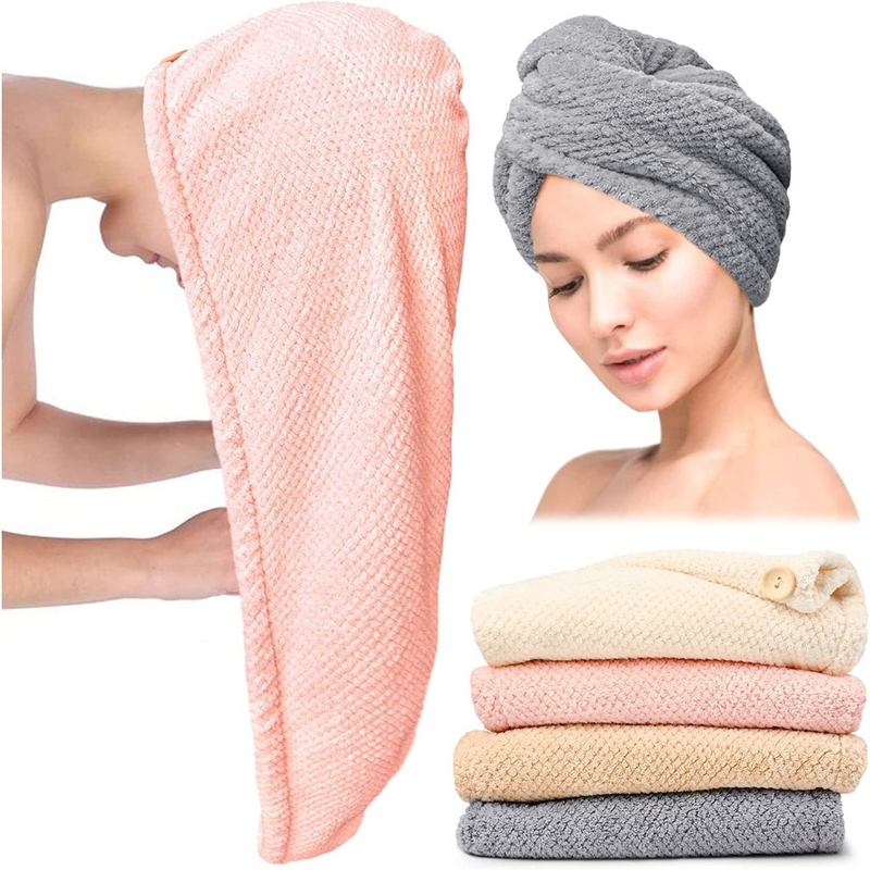 KIT 3 PCS Toalha De Cabelo Banho Toalha Grossa Mágica para Secar Cabelo de Microfibra Grossa Touca