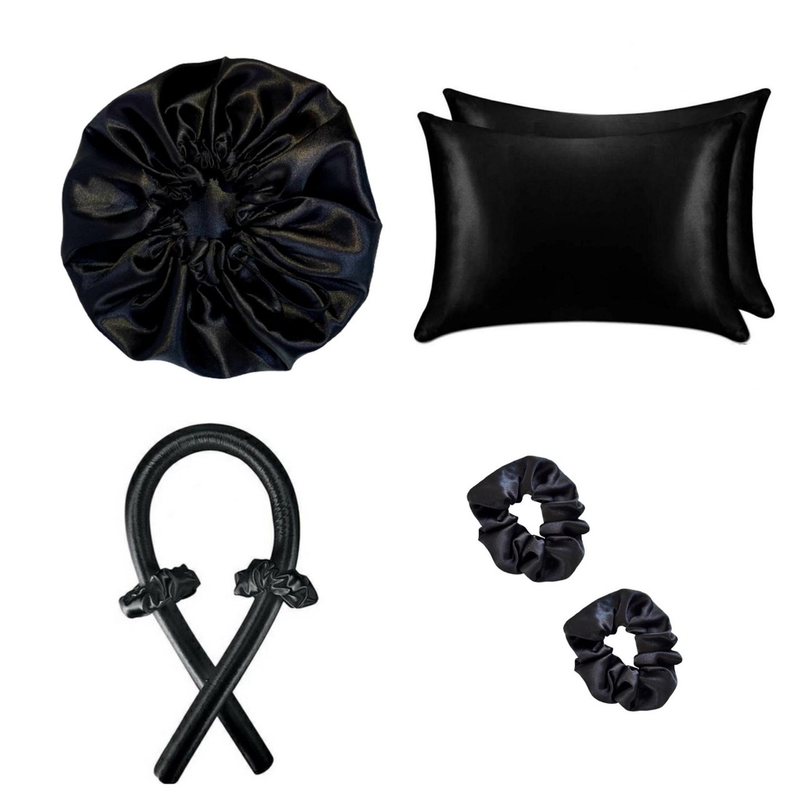 Kit Anti Frizz 2 Fronhas 1 Touca 1 kit Modelador de cachos 2 Scrunchioes